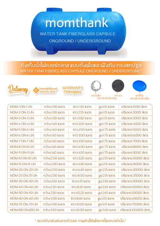 ถังเก็บน้ำไฟเบอร์กลาส 1000 ลิตร